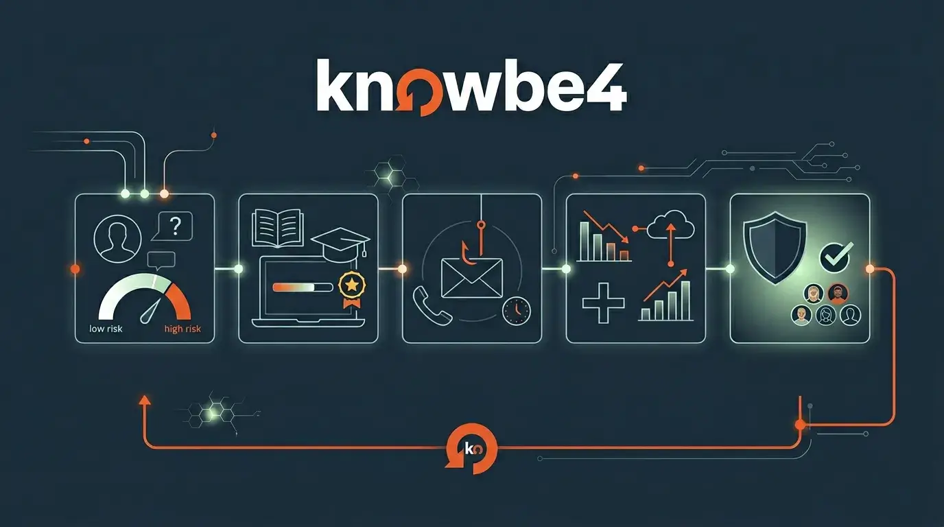 KnowBe4 Human Risk Management Platform with AI-powered security awareness training, phishing simulations, and human risk analytics